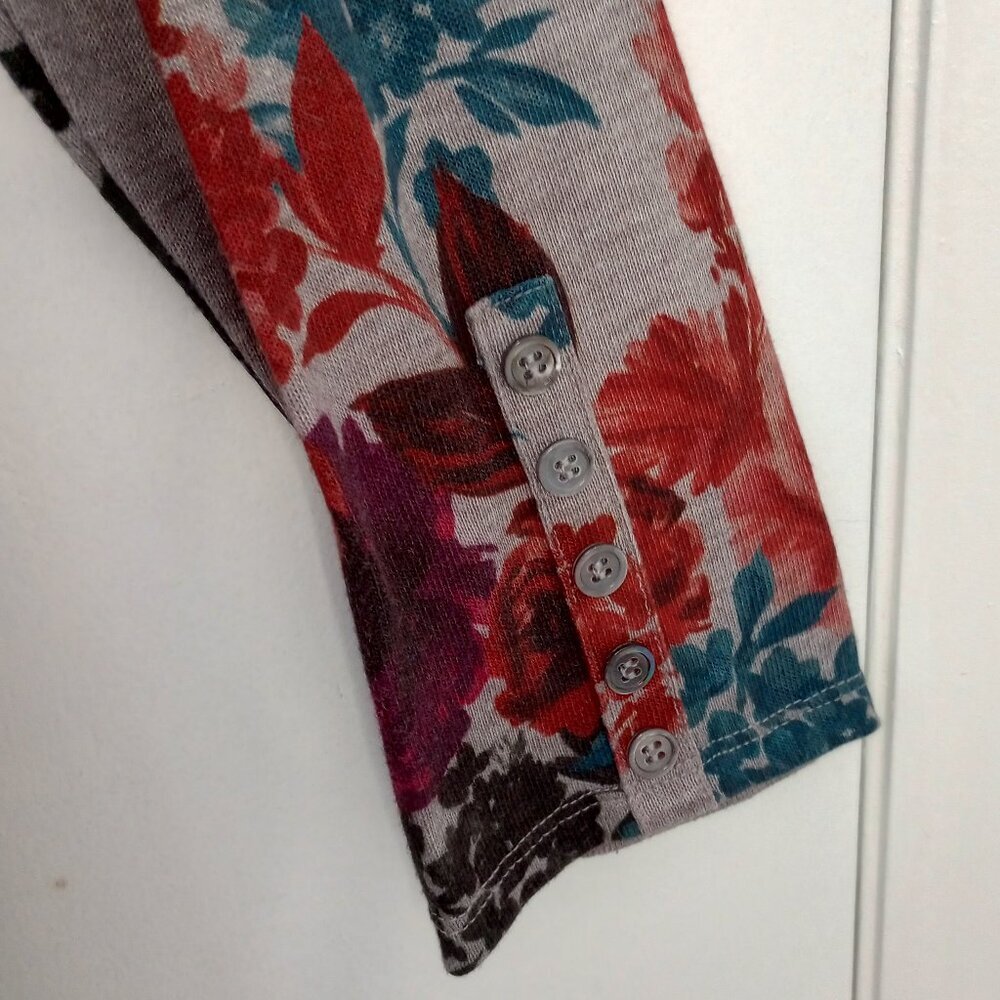 Chico's Rose-Print Button-Sleeve Knit Tunic Top - image 4